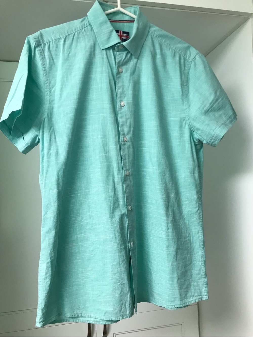 Men's Soul of London Short-Sleeve Button-Up Shirt - Mint/ aqua Green L